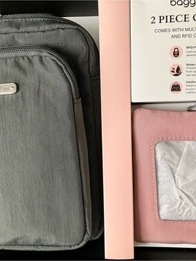 Baggallini Dark Gray Compact Travel Organizer with Zip Pocket